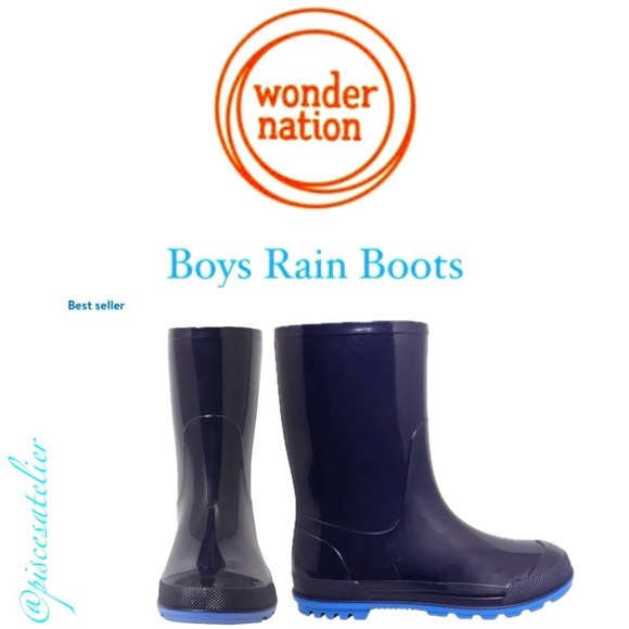 Wonder Nation Boys Rain Boots -Navy, Little Kids Size 13-1 - Picture 5 of 13